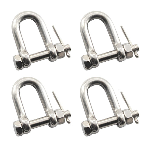 M6 D Shackle Anchor Shackle, Stainless Steel 304 D Ring Shackle with Cotter Pin for Cars, Trucks, Material Handling