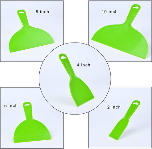 5 Pcs Putty Knife, Large Size Pack, Flexible Plastic Paint Scraper Tool for Spackling, Wallpaper Scraper Plastic, Spatula Scraper, Spackle Tools by zYoung