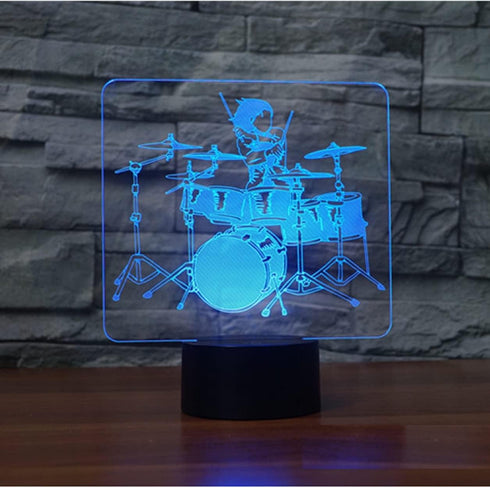 3D 16 Night Light for Kids Drum Kit Led Lamp with Remote Control Color Changing Xmas Birthday Gift for Child