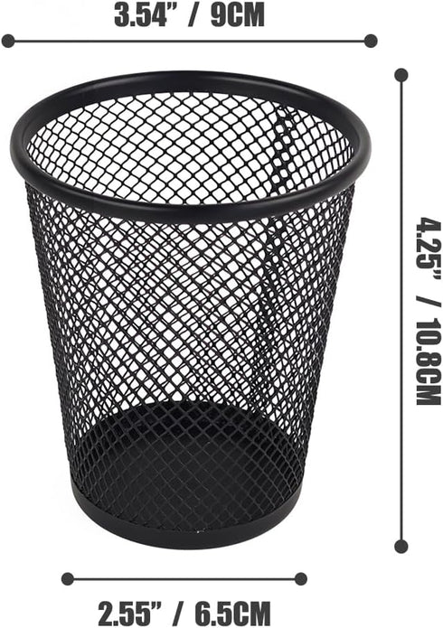 YY YEARCHY Pen Pencil Holder for Desk, Mesh Organizer Cup Holders for Home Office Makeup Brush (Black, Medium 12 Pack)