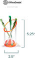 OfficeGoods Acrylic Pen & Pencil Holder, Modern Desk Organizer, 5.25” H x 2.5” W, Neon Red