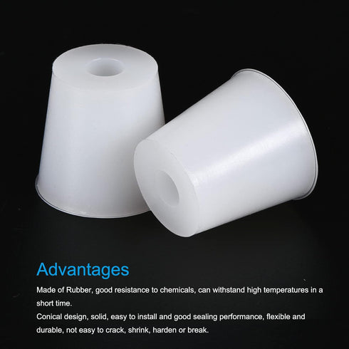 MECCANIXITY Silicone Rubber Tapered Plug, 22mm to 29mm with Hole for Laboratory Use, 2 Pieces