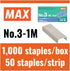 MAX 1/4-Inch Staples for HD-3DF Stapler, 1,000 Staples Per Box (3-1M)
