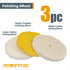 POWERTEC 6 Inch Polishing Wheels Kit - 3 Pack with Yellow, Loose Cotton & White Cotton Buffing Wheel (71631)