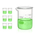 Utile 6pcs Heavy Duty Glass Beakers, 250ml (8.5oz), Borosilicate 3.3 Glass with Printed Graduation