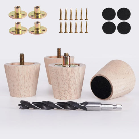 2 Inch Small Unfinished Rubberwood Furniture Legs Set of 4 - Short
