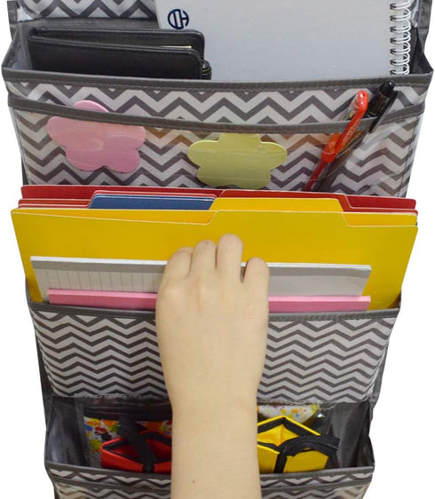 ZKOO 6 Pocket Over Door & Wall Mount File Folder Organizer, 2 Hangers for Office School Home Filing Supplies