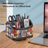 PUSU Colorful Pattern Remote Control Holder, PU Leather 360° Rotatable Nightstand Organizer for TV Remotes/Office