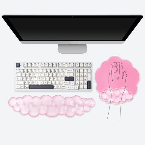 Pink Cloud Gel Wrist Rest for Keyboard and Mouse, Ergonomic Mouse Pad