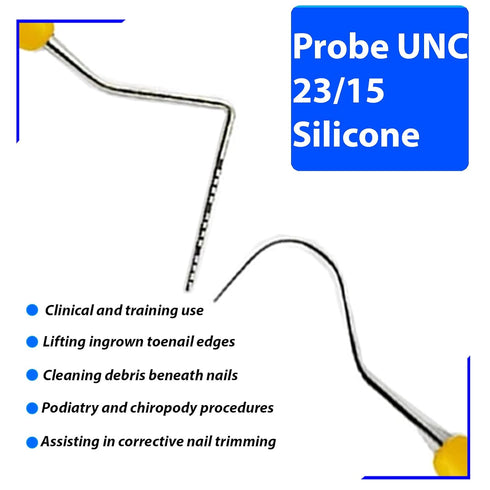 23/15 Probe UNC Yellow Silicone Handle Stainless Steel Dental Periodontal Measuring Probe Professional Diagnostic