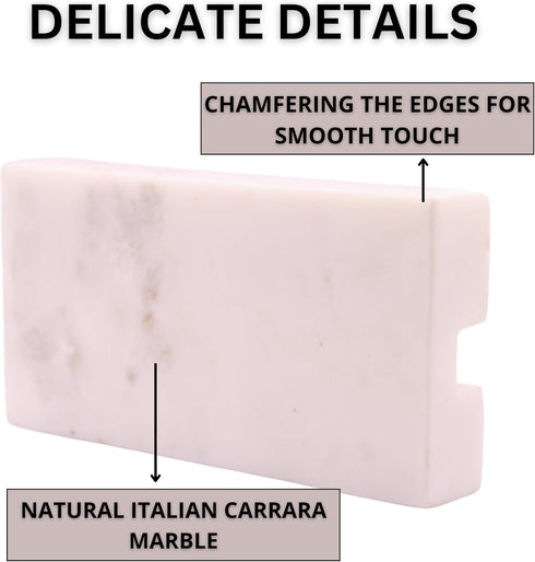 Business Card Holder for Desk, White Carrara Marble Display Stand for Business Cards, Cute Office Accessory