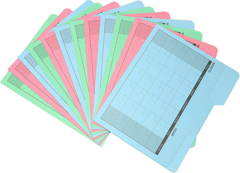 Find It File Folders - Pack of 12 Tabbed Letter Size Calendar Filing Folders for Office School Home Organization