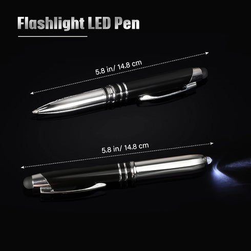 Zonon 15 3 1 1.0 mm Pieces in Ballpoint Pen with LED Flashlight and Stylus Tip Multi-Function Capacitive Pen, Black Ink