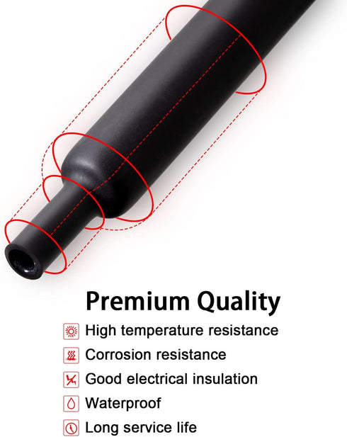 3/4 inch Dual Wall Adhesive Heat Shrink Tubing, Large Glue Lined Marine Cable Sleeve Tube, Black (4 Feet)