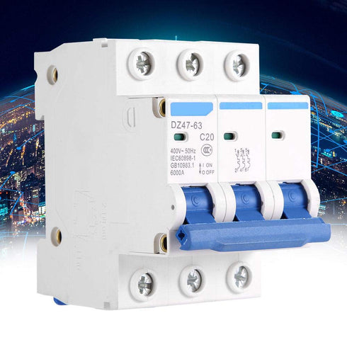 YWBL-WH 3 Pole Miniature Circuit Breaker Safety Breaker DZ47-63 AC 400V 6/10/16/20A(20A), Breaker