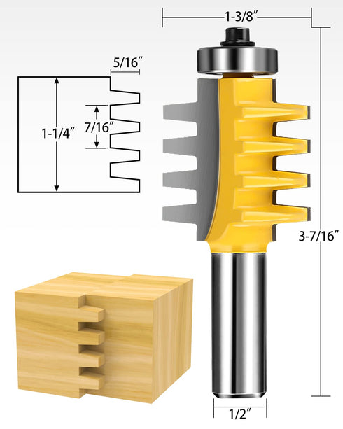 1/2-Inch Set 3 Pack Set, Shank Tongue and Groove Router Bits & Reversible Finger Joint Router Bit, Router Bit