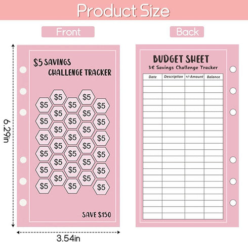 Yajuo 48 100 6 A6 Sheets Envelopes Money Saving Challenge Binder Trackers, Ring Binders Savings Challenge Trackers