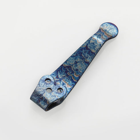 2 Packs Titanium Deep Carry Pocket Clip for Spyderco Para 3, Paramilitary 2, Colorful Crackle Pattern Pocket Clip