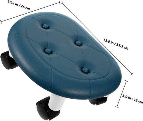 Blue Rolling Stool with Wheels - Compact and Portable Foot Rest