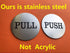 SUQ I OME 3" Round Brushed Stainless Pulls - Premium Push Pull Door Sign & Safety Decals, Silver