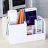 KINGFOM White Desk Organizer Caddy - Multi-function Pu Leather Storage Box for Office Supplies, Pens, Cell Phone,
