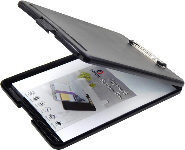 OFFIDIX A4 Plastic Folder Clipboard - Foldover Clipboard for School, Home, and Office (Black)