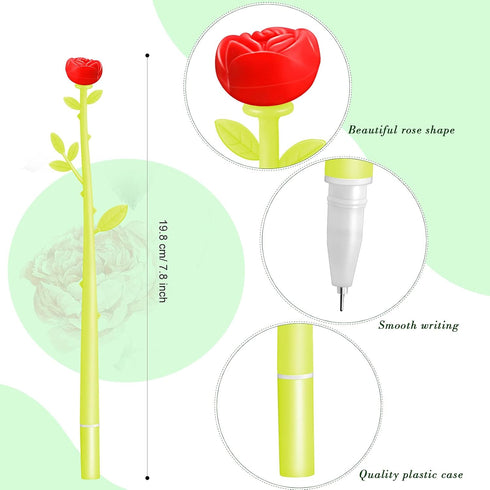 Flower Pens Rose Shaped Ballpoint Pen Creative Liquid Black 0.5mm Gel Ink Rollerball Pen for Kids Girls Women, Home Office School Decoration Supplies (60 Pieces) by Outus