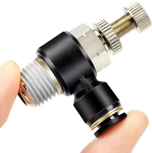 TAILONZ PNEUMATIC 3 Pack SL-3/8-N2 Push to Connect Air Line Fitting, 3/8 Inch OD 1/4 Inch NPT Elbow Valve