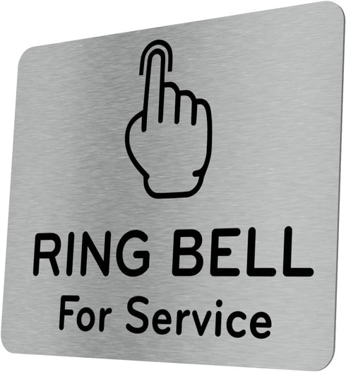 Ring Bell For Service Sign, Adhesive Waterproof Sticker or Door Notice, Silver/Gold/Black, Small Size