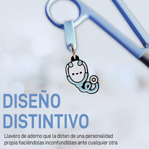 JJ LMS Nursing Scissors - Medical scissors- Blunt Tip Scissors - Stainless Steel - Design - Distinctive Keyring (Blue)