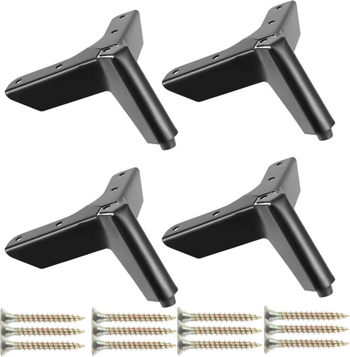 Veemoon 4pcs Matte Black Metal Cabinet Sofa Bed Legs Furniture Support Feet