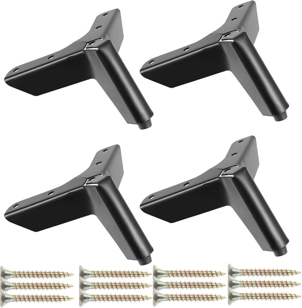 Veemoon 4pcs Matte Black Metal Cabinet Sofa Bed Legs Furniture Support Feet