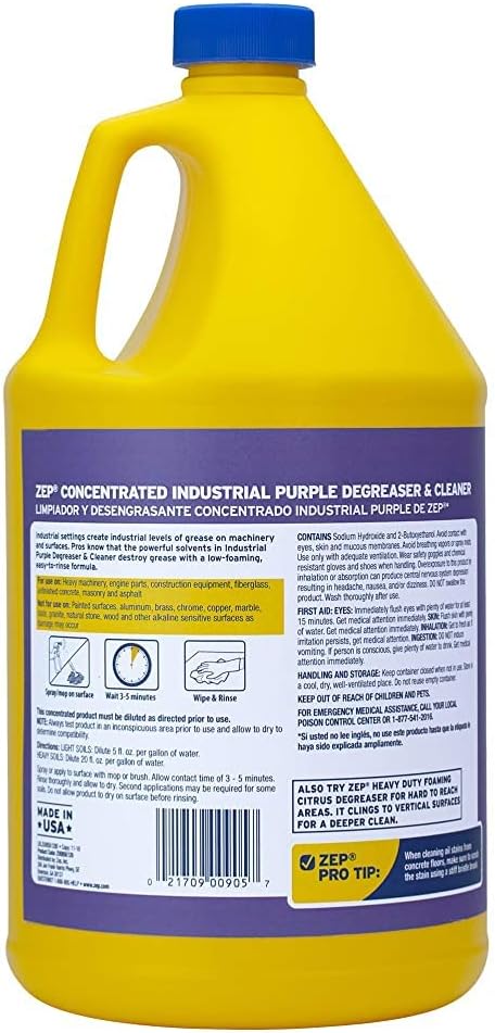 1 2) R45802 Zep Industrial Purple Cleaner and Degreaser Concentrate - Gallon (Case of - Powerful Deep Oil and Grease