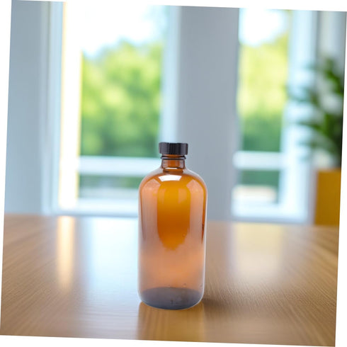 4pcs Zerodeko Mouthwash Dispenser Candy Jar Refillable Brown Glass Bottles Round Lid