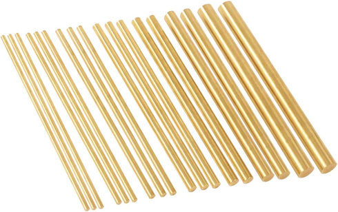 Glarks 18Pcs Brass Solid Round Rod Lathe Bar Stock - Assorted for DIY Craft Tool, Diameter 2.5-8mm