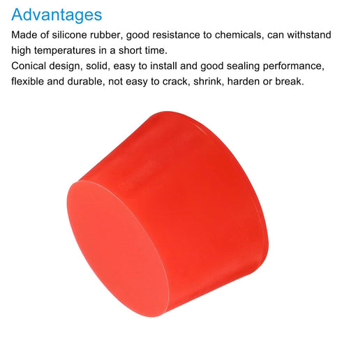 MECCANIXITY Silicone Rubber Tapered Plug - 36mm to 43mm Solid Red for Powder Coating, Laboratory Use (2 Pieces)