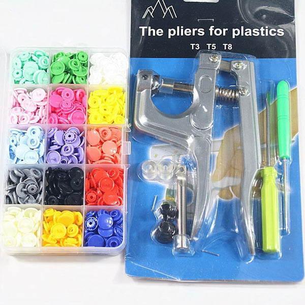 Generic 1Set T3 T5 T8 Pliers+150 Set T5 150 Metal Press Pliers Tools Used for Kam Button Fastener Snap Plastic Resin