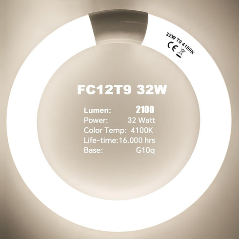 Celiwace FC8T9/CW 22W FC12T9/CW 32W Set, 8 inch T9 22 Bulbs, 12 inch 32 Bulb Bulb 80, G10q and Cool White Watts
