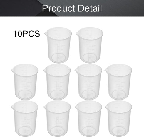 Othmro Measuring Cup, 300ml PP Plastic Graduated Beaker, Transparent, 10pcs