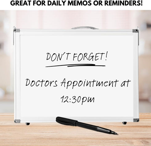 Large Magnetic Dry Erase Whiteboard, Portable 15.5” x 11.5” x 1.25” with Handle for Memos and Note-Taking