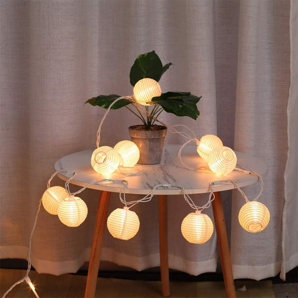 TIGOMOOV 10 White Nylon Lantern String Lights, 120V Plug in, 9.83FT White