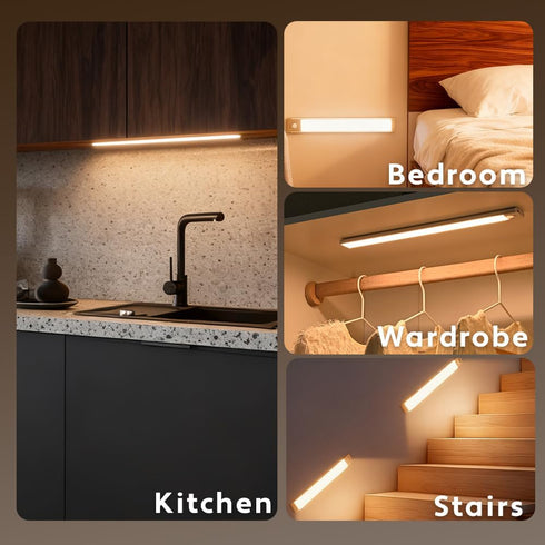 JKHTBDM 2Pack 2200mAH Dimmable Counter Closet, Stairs(15.8) Under Cabinet Lighting, Recharge Motion Sensor Light