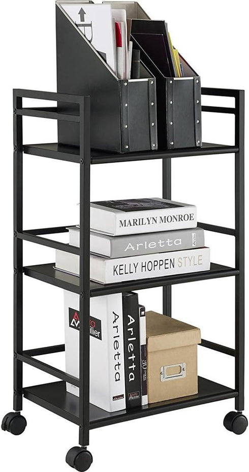 Odthelda 3 Metal Rolling Utility Cart with Wheels Tiers Multi-Functional Storage Cart Home Office Kitchen Island