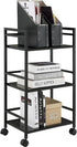 Odthelda 3 Metal Rolling Utility Cart with Wheels Tiers Multi-Functional Storage Cart Home Office Kitchen Island