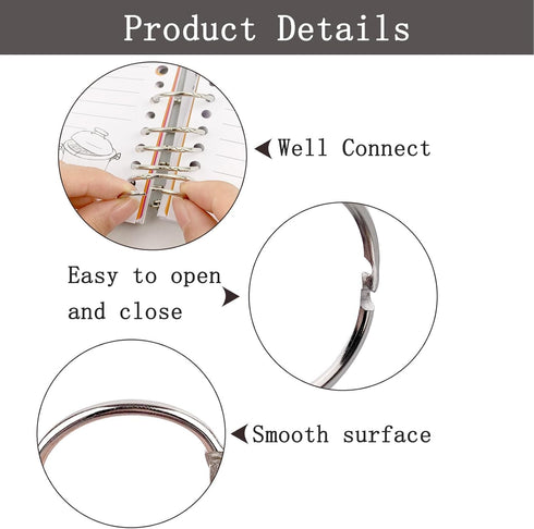 HDTXZYGOOD 2 Inch (10 Pack) Binder Rings Heavy Duty Loose Leaf Metal Book Rings, Nickel Plated Steel Keychain Key Rings
