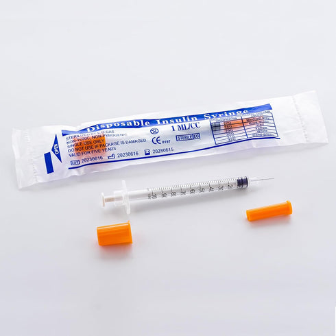 31 1cc 5/16 inch 100 1ml Packaged, 100Pack Gauge Syringe - U Syringe with Needle Disposable Lab Supplies, Individually