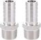 2 Pcs Stainless Steel 1/4" Barb x 1/2" MNPT Male Adaptor Coupler Connector for Home Brew Fitting