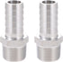2 Pcs Stainless Steel 1/4" Barb x 1/2" MNPT Male Adaptor Coupler Connector for Home Brew Fitting