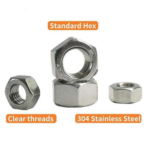 HXCOMET 5/8"-11 (20pcs), 304 (18-8), Hex Nuts Stainless Steel Hardware, UNC, Coarse Thread