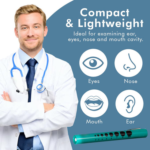 NOVAMEDIC 6 Pack Multi-Color Disposable LED Pen Light with Pupil Gauge, Medical Diagnostic Penlight for Doctors Nurses